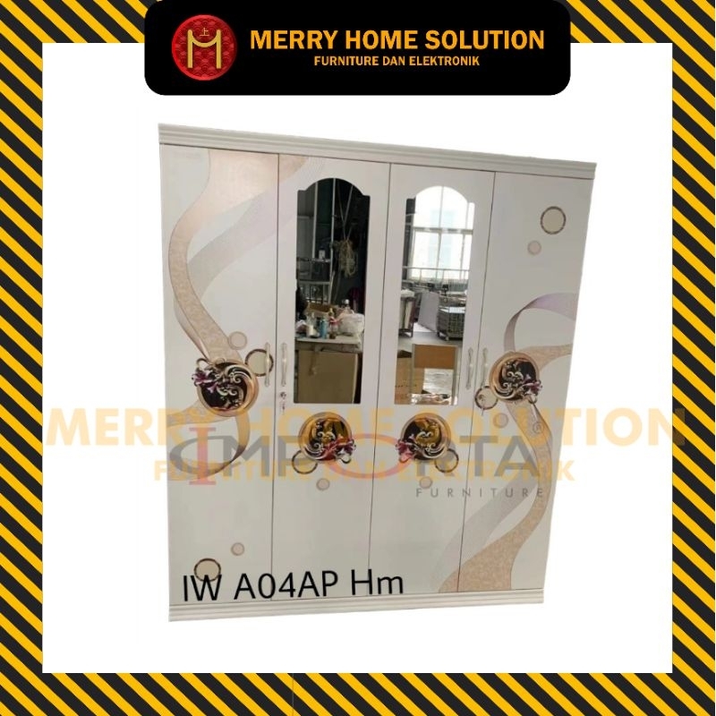 Lemari pakaian plat besi 4pintu importa lemari baju jumbo sliding kaca