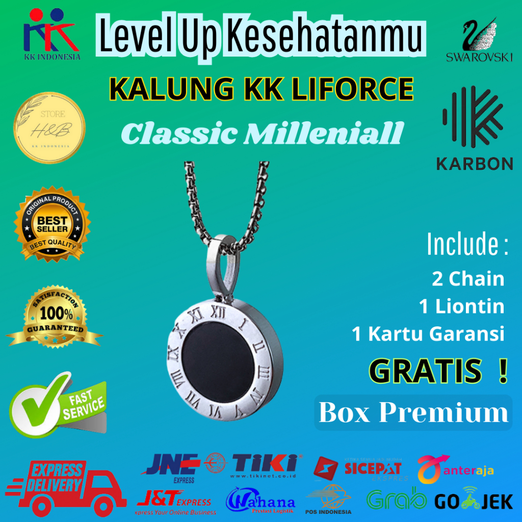 KALUNG TERLARIS  KK LIFORCE MODEL CLASSIC MILLENIAL ORIGINAL PENDANT ANTI RADIASI ELEKTROMAGNETIK