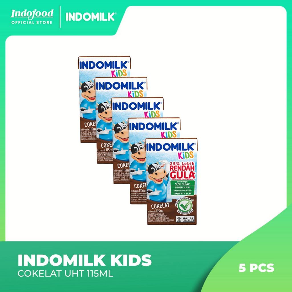 

5 Pcs - Indomilk Kids Coklat Less Sugar 115 Ml