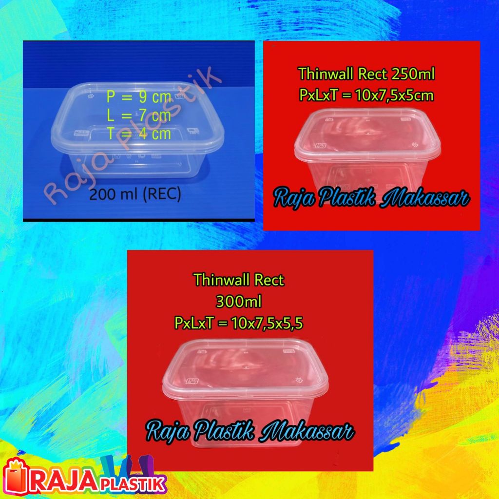 Thinwall Kotak Plastik Makanan @25pcs / Food Container Rectangle @25pcs / Thinwall Rect isi @25pcs