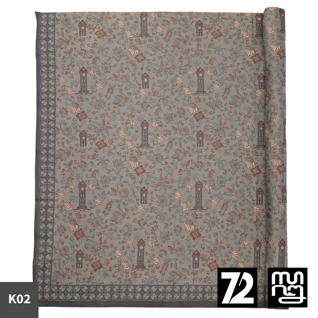 KAIN BATIK PREMIUM Bahan Katun Motif Jam Gadang Warna Hijau Sage Green Mocha Mousse Sunbeam Yellow
