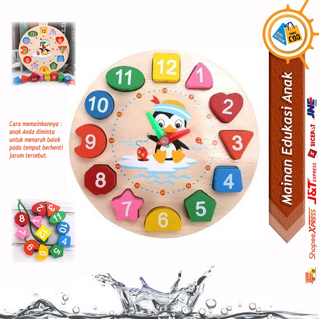 Mainan Edukasi Anak Menghitung Angka Jam Geometry Number Roulette Match