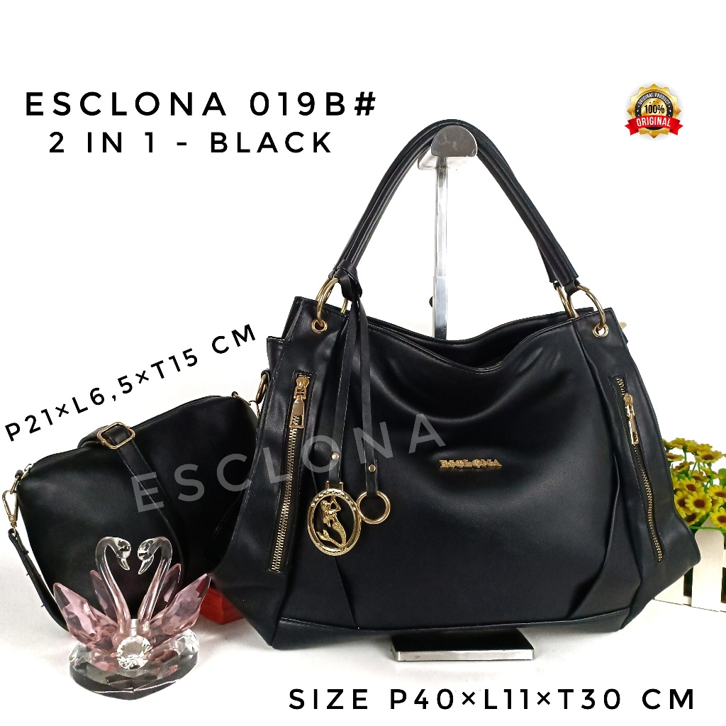 ESCLONA Tas Wanita Tas Selempang Fashion Shoulder Tote Bag Import Kuliah Kantor Kerja Terbaru 019