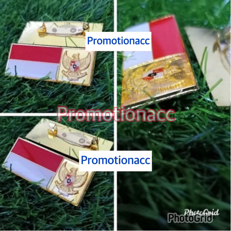 Pin Bendera Merah Putih Garuda Kuningan Tebal Pin Paskibra Peniti