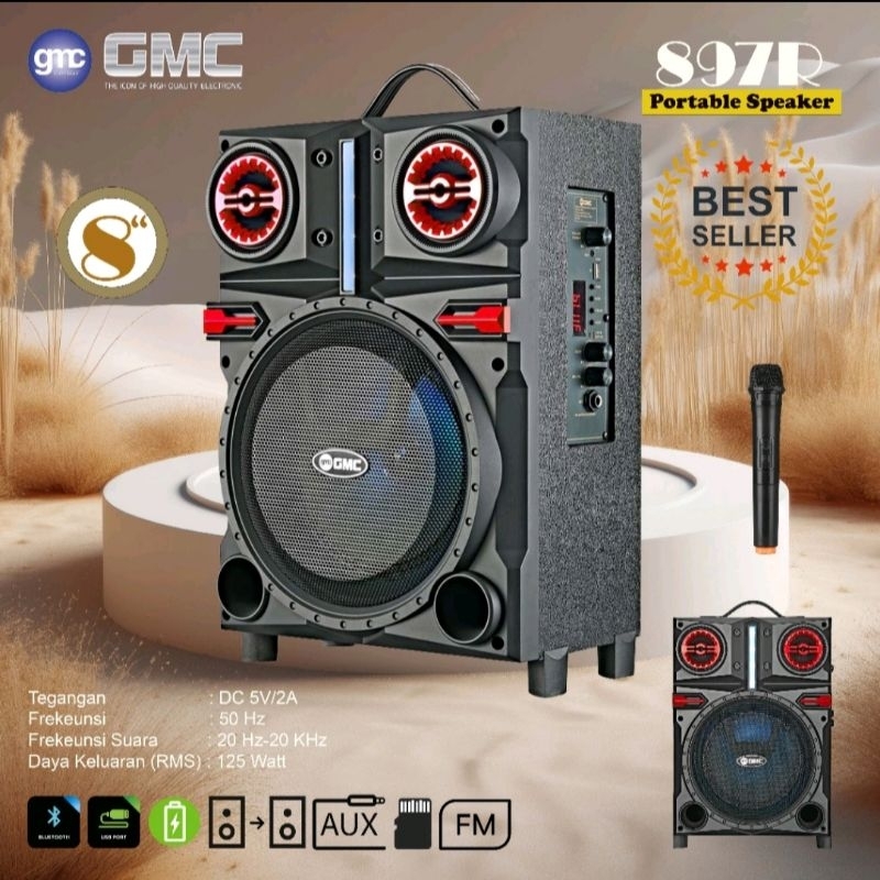 speaker portable bluetooth 8 inc gmc 897 R