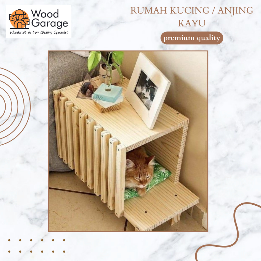 Rumah / kandang kucing anjing kayu jati belanda