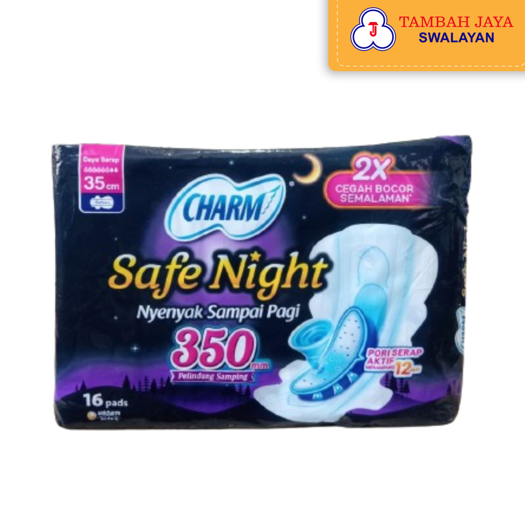 Charm Safe Night Gathers 35cm 16 pads - pembalut wanita