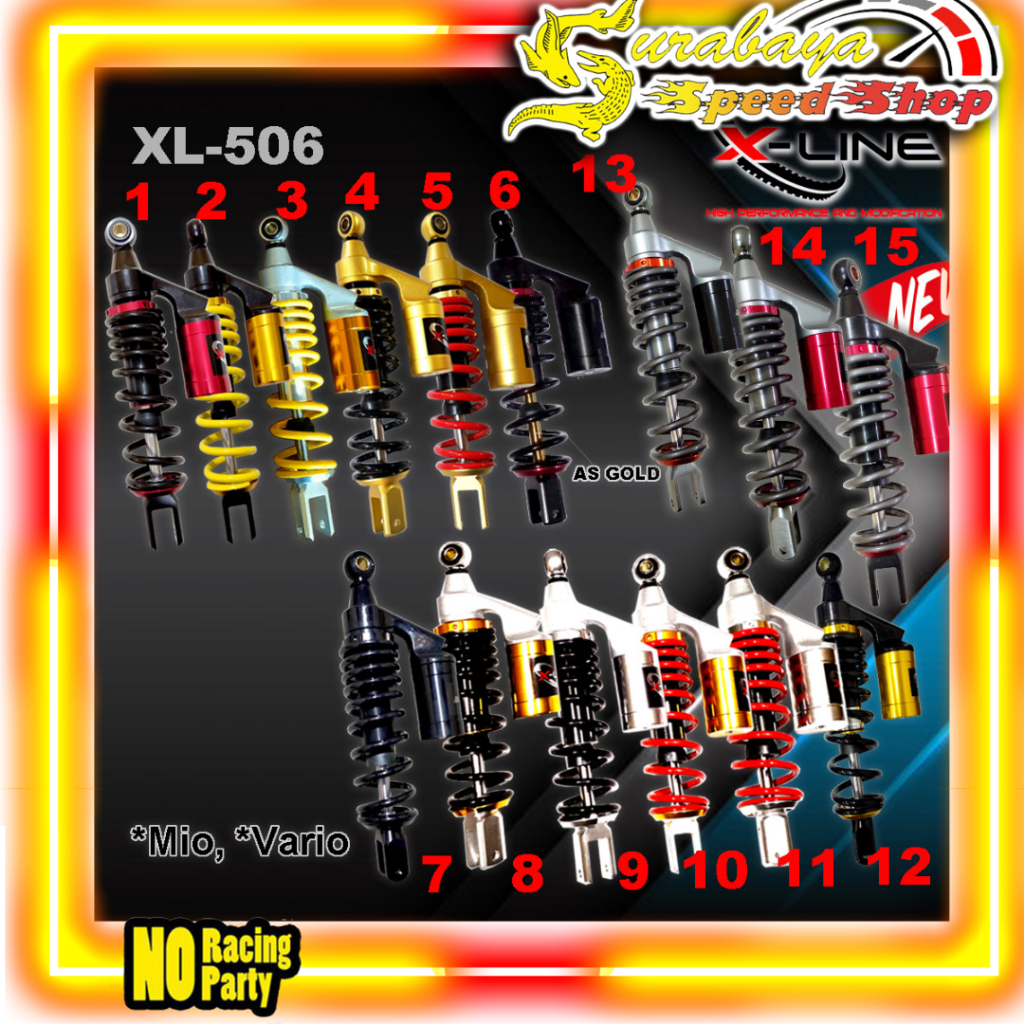 X-Line Shock Shok Shockbreaker Belakang Vario 125 Vario 150 Tabung Atas Tipe 506 Original 100%