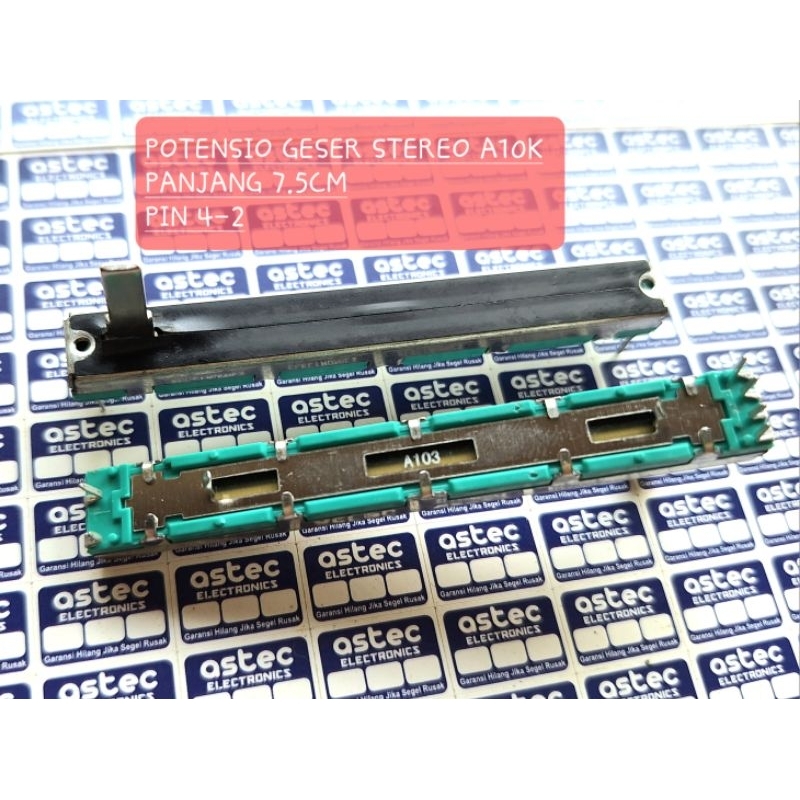 Potensio Geser 7.5cm Stereo A10K A103 pin 4-2