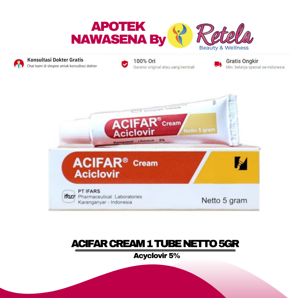 ACIFAR CREAM 5GR ( Acyclovir 5% )