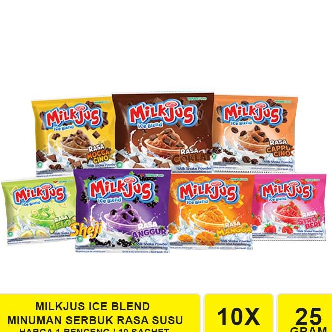 

BAYAR DITEMPAT MILKJUS MINUMAN SERBUK ANEKA RASA SUSU 1 RENCENG ISI 1 SACHET