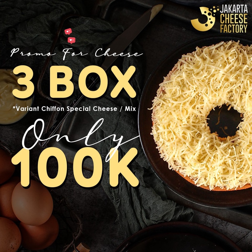 

ORIGINAL Paket isi 3 box Chiffon Special Cheese Jakarta Cheese Factory