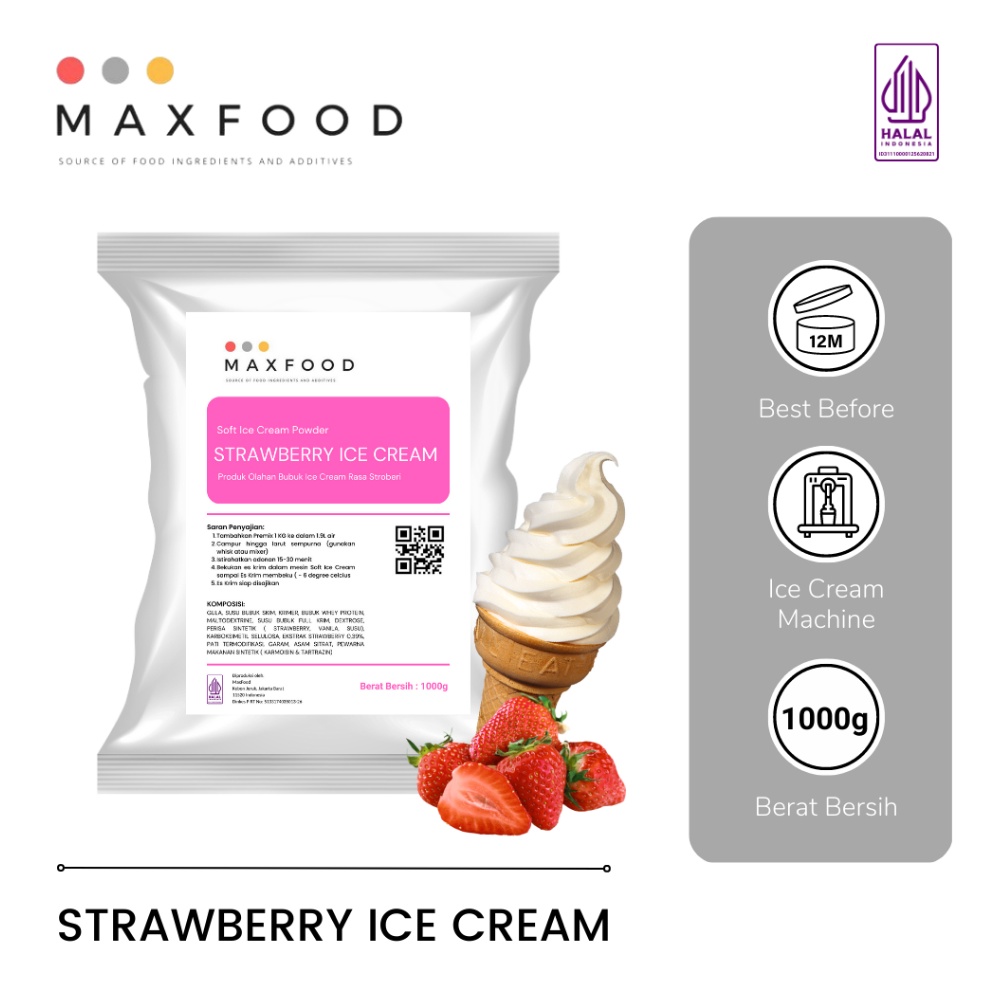 

BEST SELLER 1 KG STRAWBERRY SOFT SERVE ICE CREAM BUBUK ES KRIM STROBERI