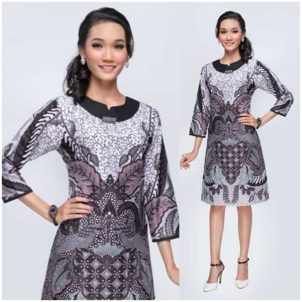 Tunik Wanita Terbaru Dress Kerja Batik Morina Putih