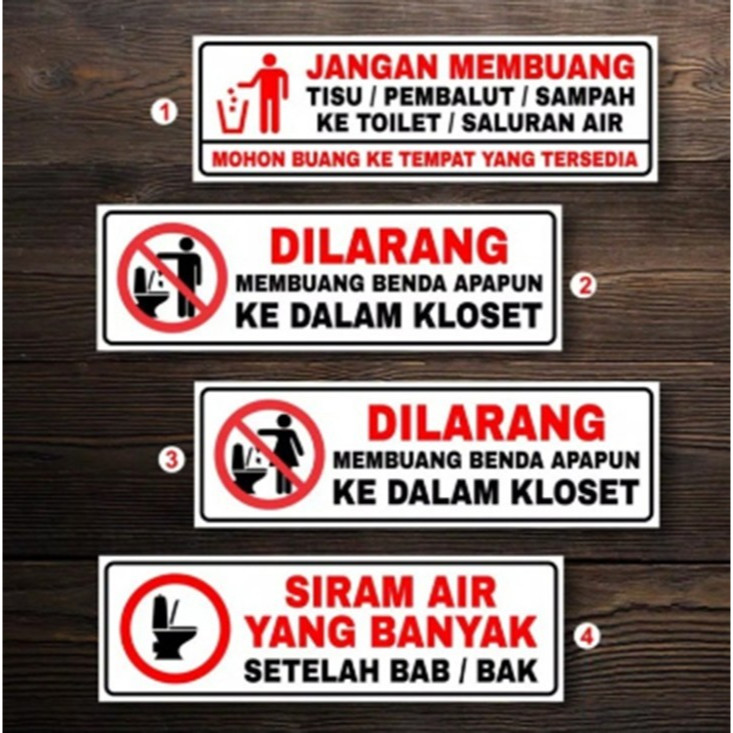 

Stiker Vinyl DILARANG KLOSET / TOILET 7,5x23cm. sign Rambu k3