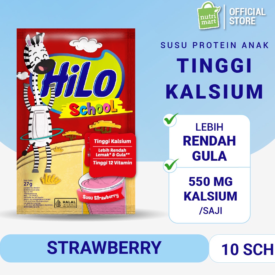 

TERBARU HiLo School Susu Strawberry 1 Sachet Susu Tinggi Kalsium Lebih Rendah Gula