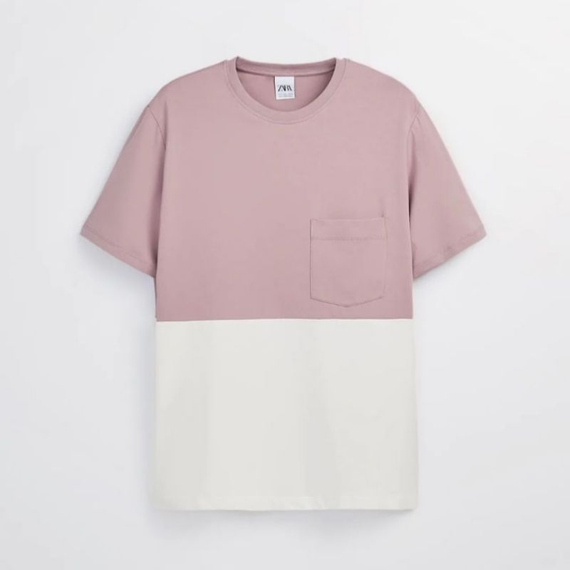 KAOS PRIA KOMBINASI LENGAN PENDEK POLOS DISTRO TERMURAH // KAOS KOMBINASI BERKANTONG LENGAN PENDEK P