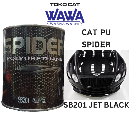 cat pu spider jet black sb201 hitam pekat hitam glossy 1Liter/ecer