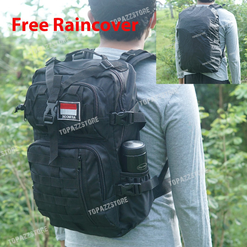 Tas Army Tactical Ransel Tentara tni Polisi Militer Free Raincover
