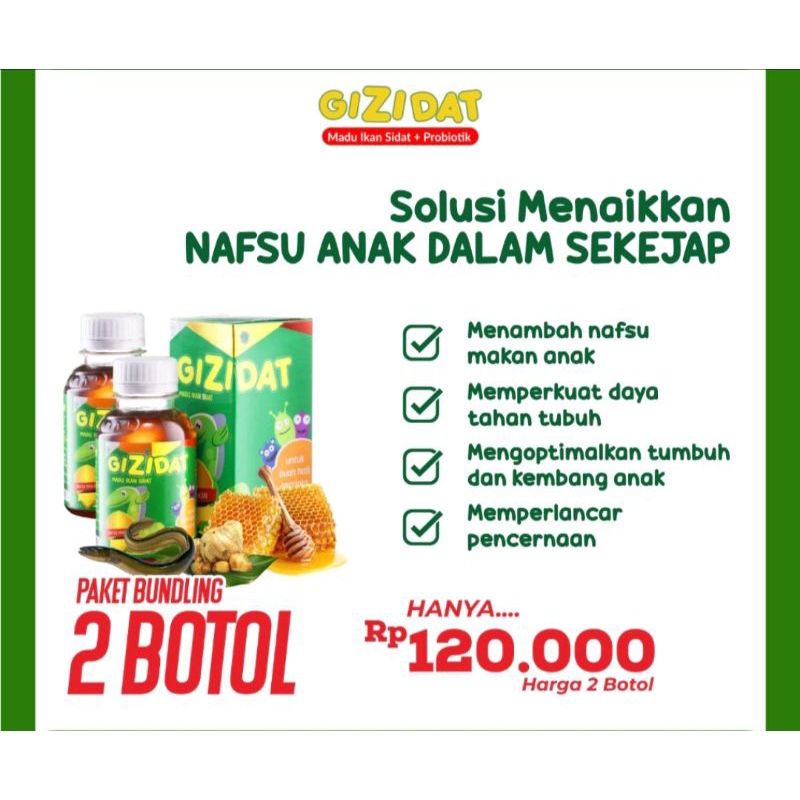 

Gizidat Madu Multivitamin Imunitas Madu Penambah Nafsu Makan Anak