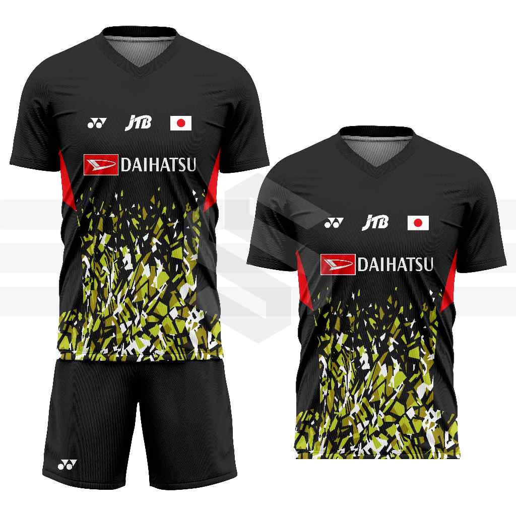 Baju Badminton Setelan Jersey Badminton Kaos Atasan Bulutangkis YX JAPAN HITAM