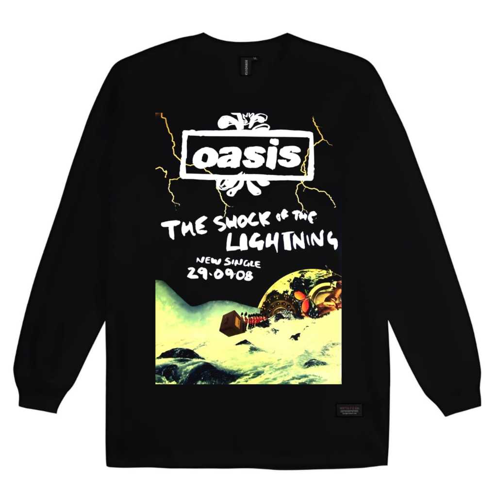 Nebula Tshirt Vintage Oasis The Shock Kaos lengan Panjang Hitam