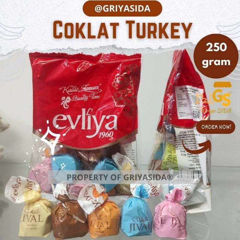 

Coklat turki jival white 250gr evliya coklat putih asli premium