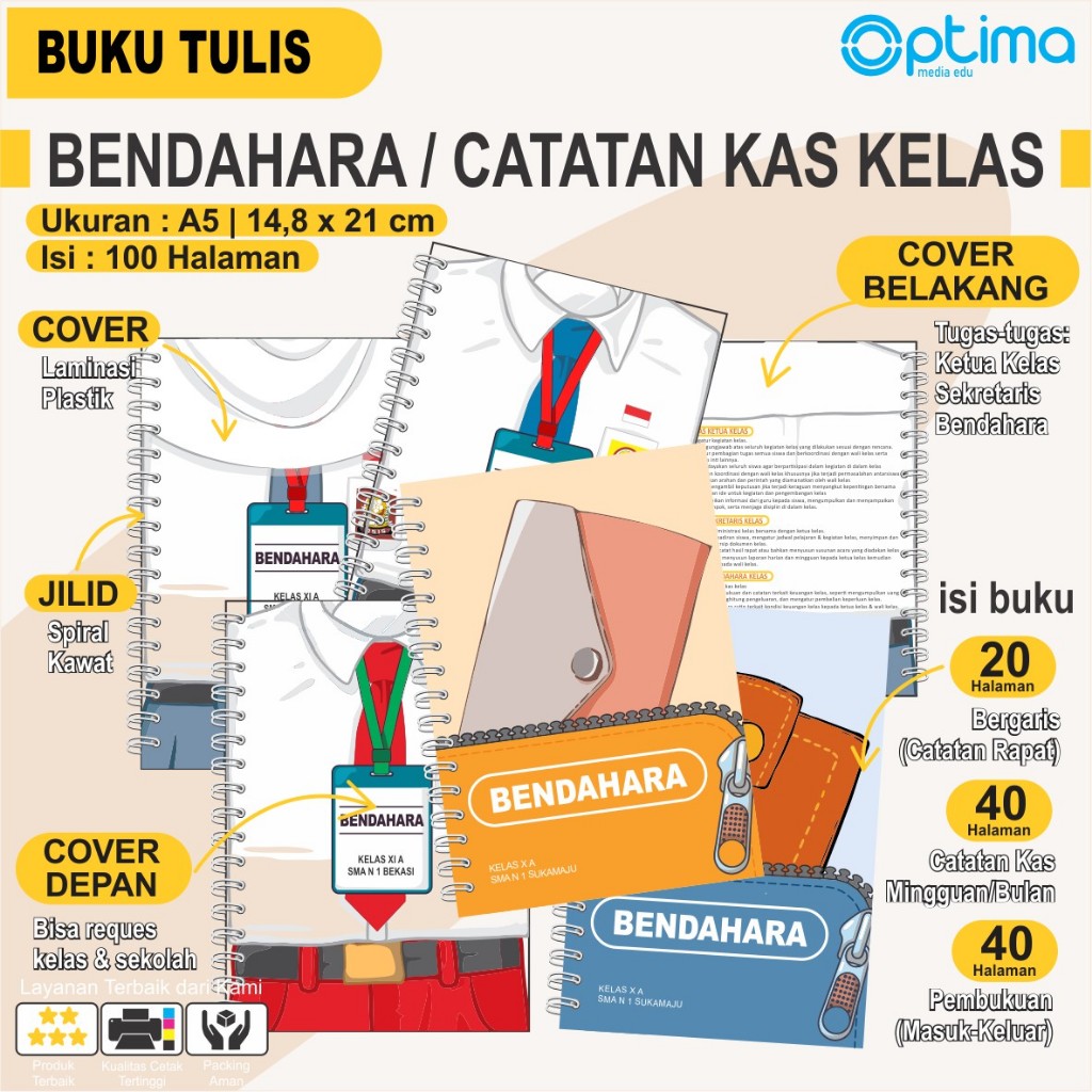 

Buku Tulis Untuk Bendahara Kelas SD, SMP, SMA Isi 100 Halaman , Bergaris, Catatan Kas, Pembukuan
