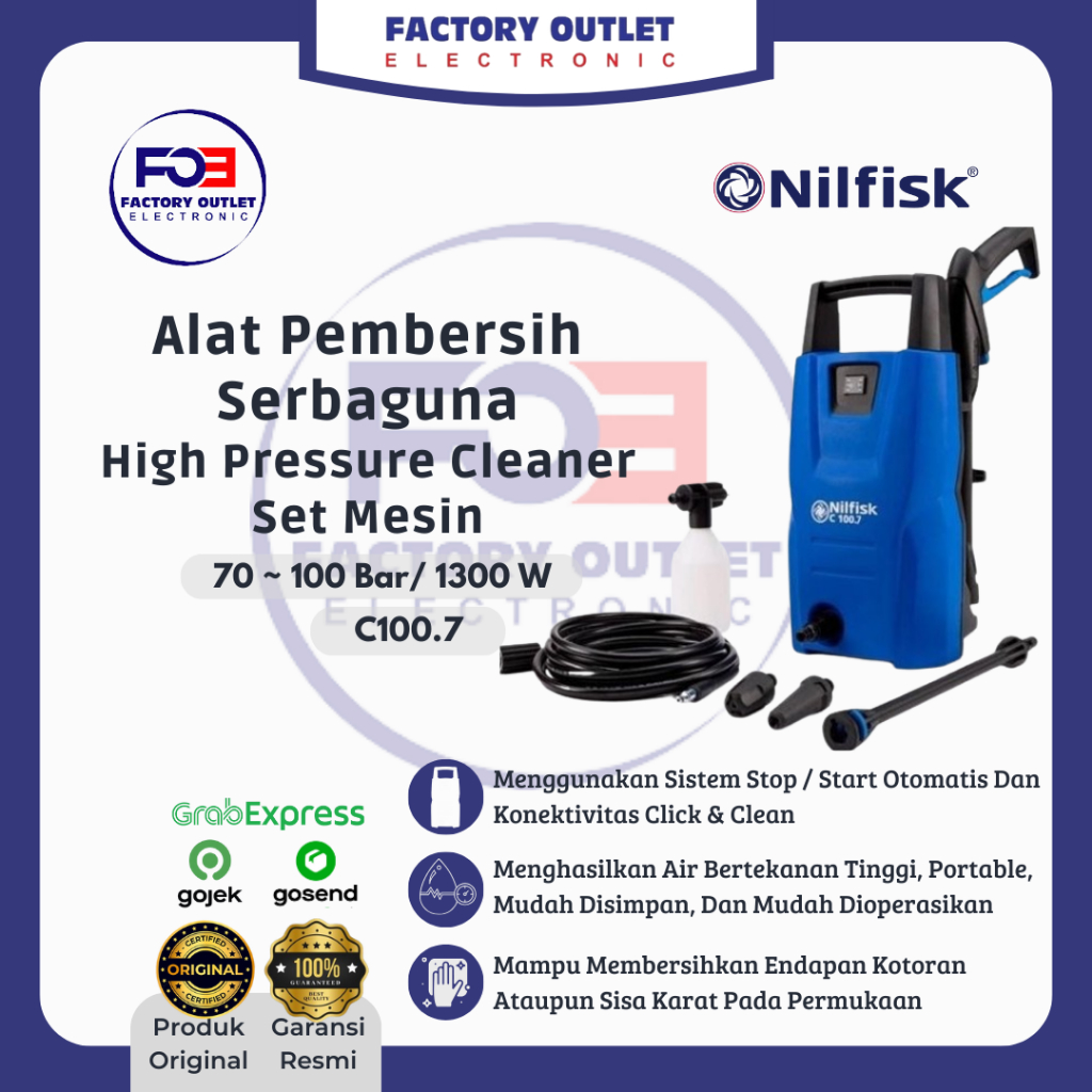 NILFISK C 100.7 Set High Pressure Cleaner Mesin Steam Jet Washer Portable