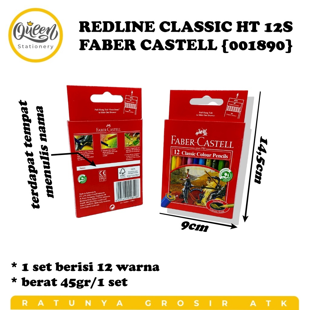 

1 SET REDLINE CLASSIC HT 12S FABER CASTELL PENSIL WARNA COLOUR PENCIL (001890)