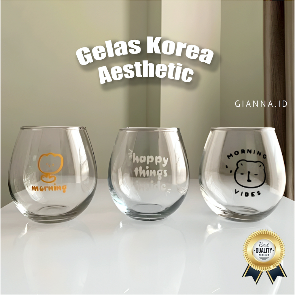  NEW ARRIVAL  Gelas Korea Aesthetic | Gelas Kaca | Gelas Motif | Gelas Karakter | Gelas Transparan |