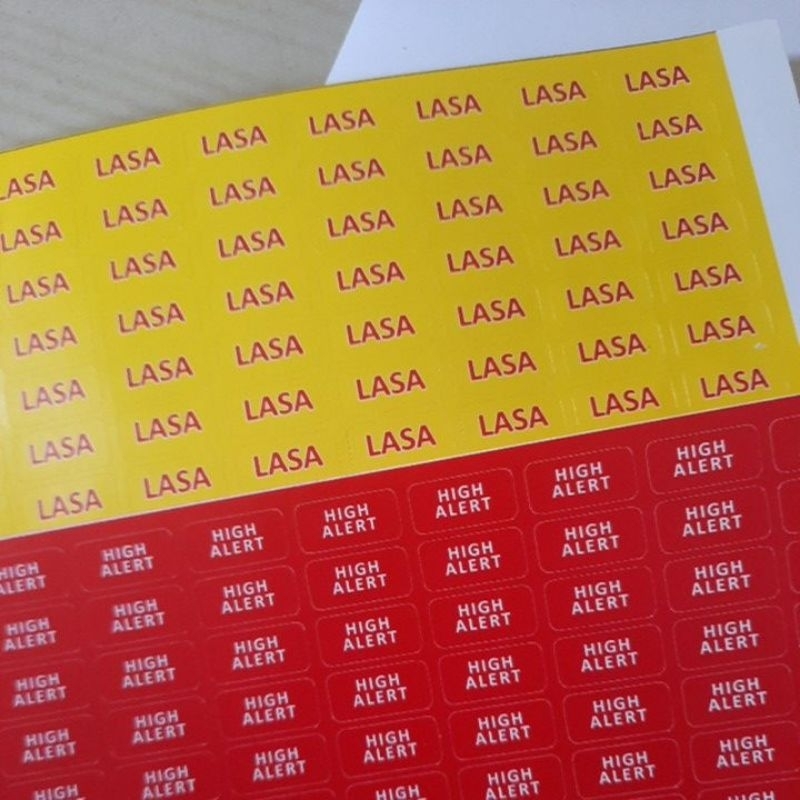 

Stiker Label Lasa dan High Alert Persegi
