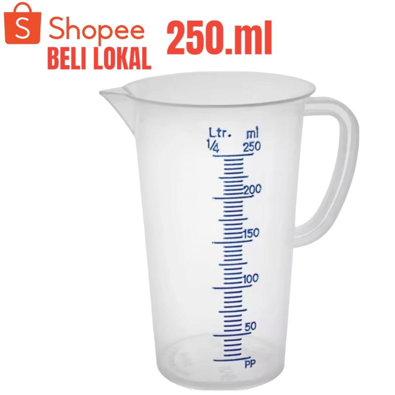 gelas ukur 250 ml green leaf/gelas takar 250 ml plastik merk green leaf