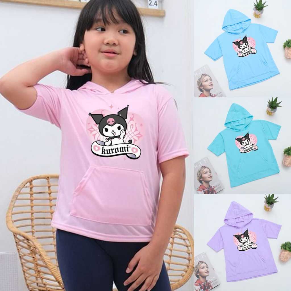 AS - BAJU HOODIE ANAK KUROMI HOODIE LENGAN PENDEK KUROMI