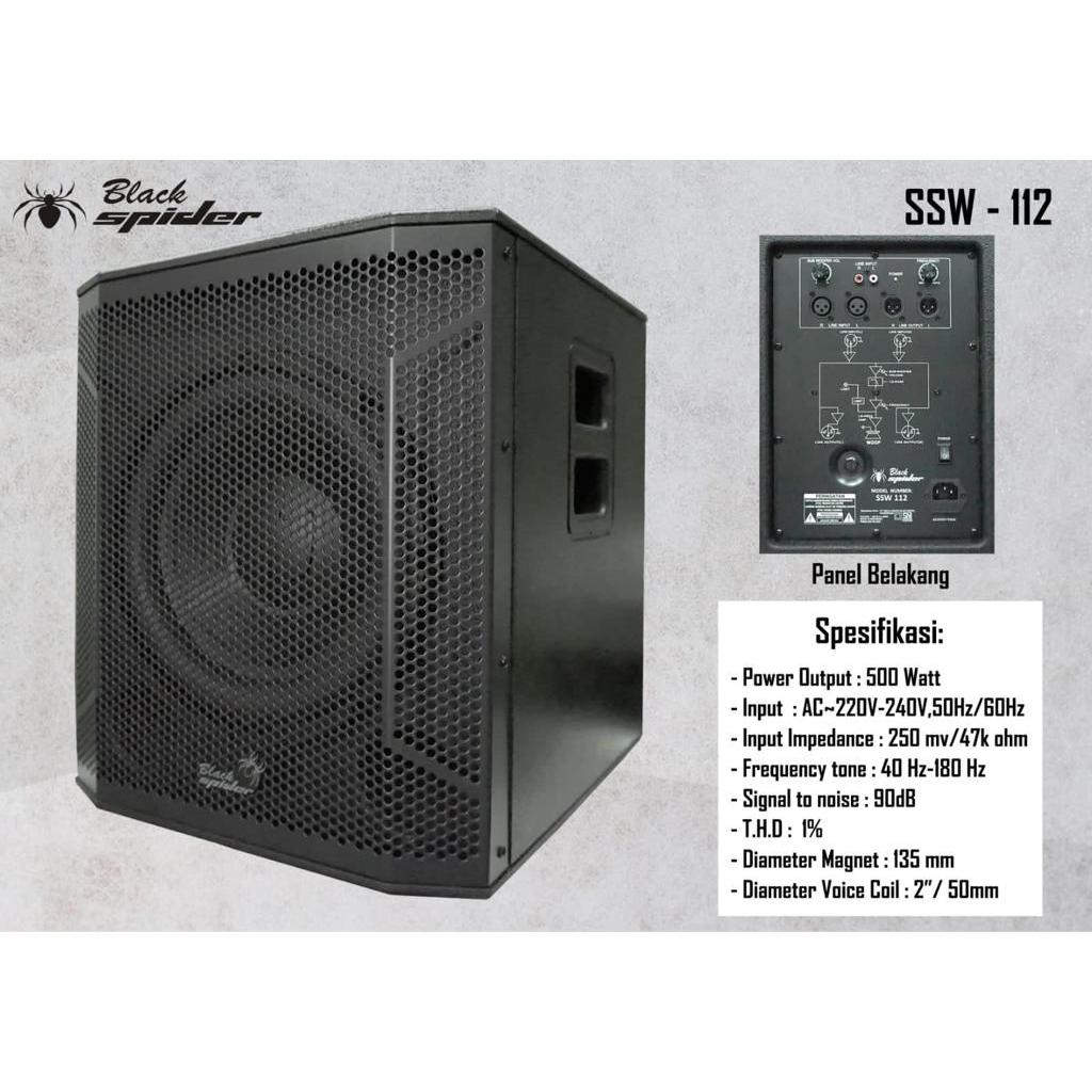 SPEAKER AKTIF SUBWOOFER 12 INCH BLACKSPIDER SSW 112 GARANSI
