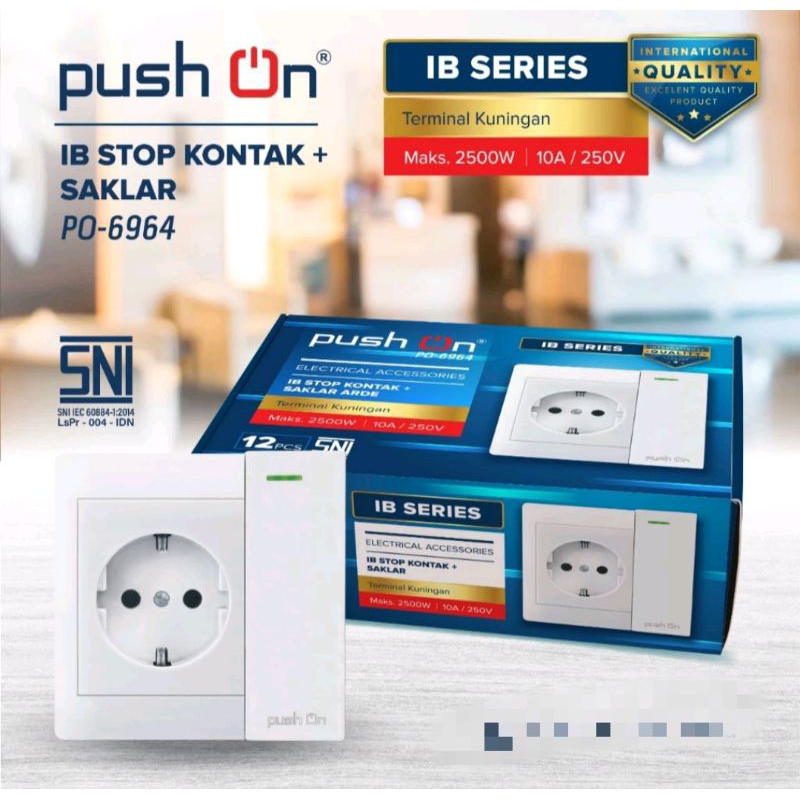 PUSH ON IB Saklar Engkel / Seri / Triple / Stop Kontak / Engkel Stop Arde Saklar Rumah Putih Minimal