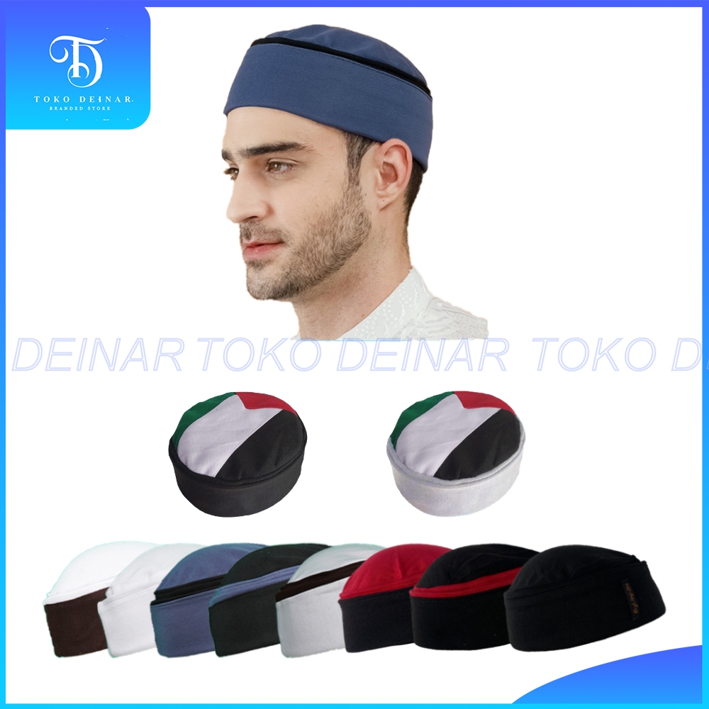 Peci Lipat Khas MESIR Premium Kopiah HABASYA Palestina Pria Biru Putih Hitam Abu Kopyah Bulat Sholat
