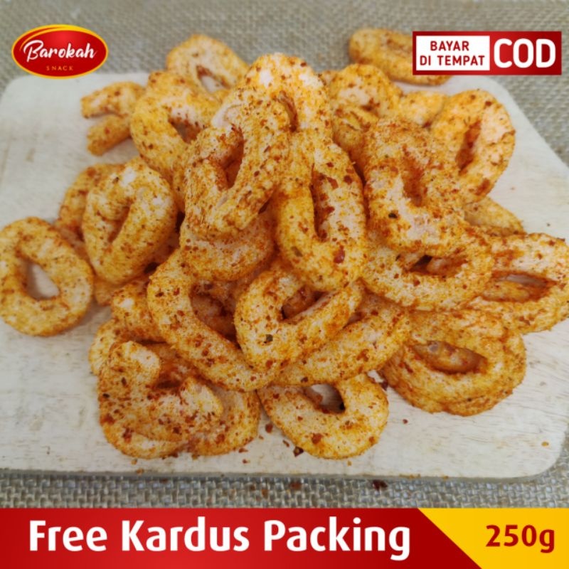 Kerupuk Ring Pedas 250gr Krupuk Setan Pedes Aneka Camilan Cemilan Snack Chiki Kiloan Jajan Jajanan