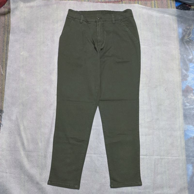 Size 27-28 Celana Panjang Longpants Chinos Hijau Army Slimfit  Second Preloved #CJ94