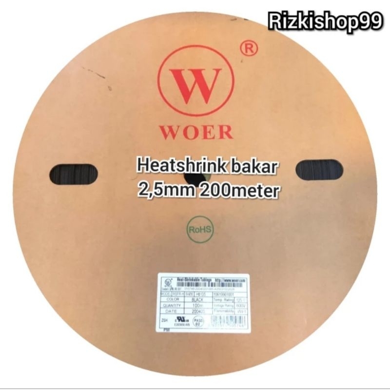 Heatshring bakar / Selongsong bakar 2,5mm 1 rol 200Meter