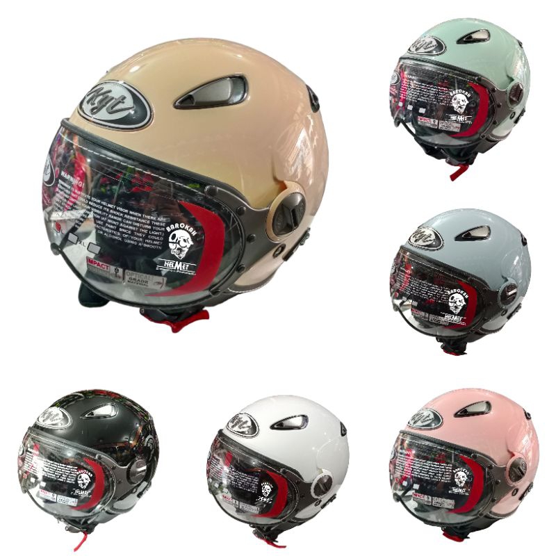 HELM KYT ELSICO CREAM POLOS GLOSSY ORIGINAL