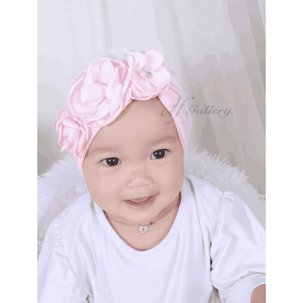 Turban Alma Bunga Sorban Bayi Motif Polos | Ciput Baby NewBorn |  Topi Anak Perempuan | Turban Sorba