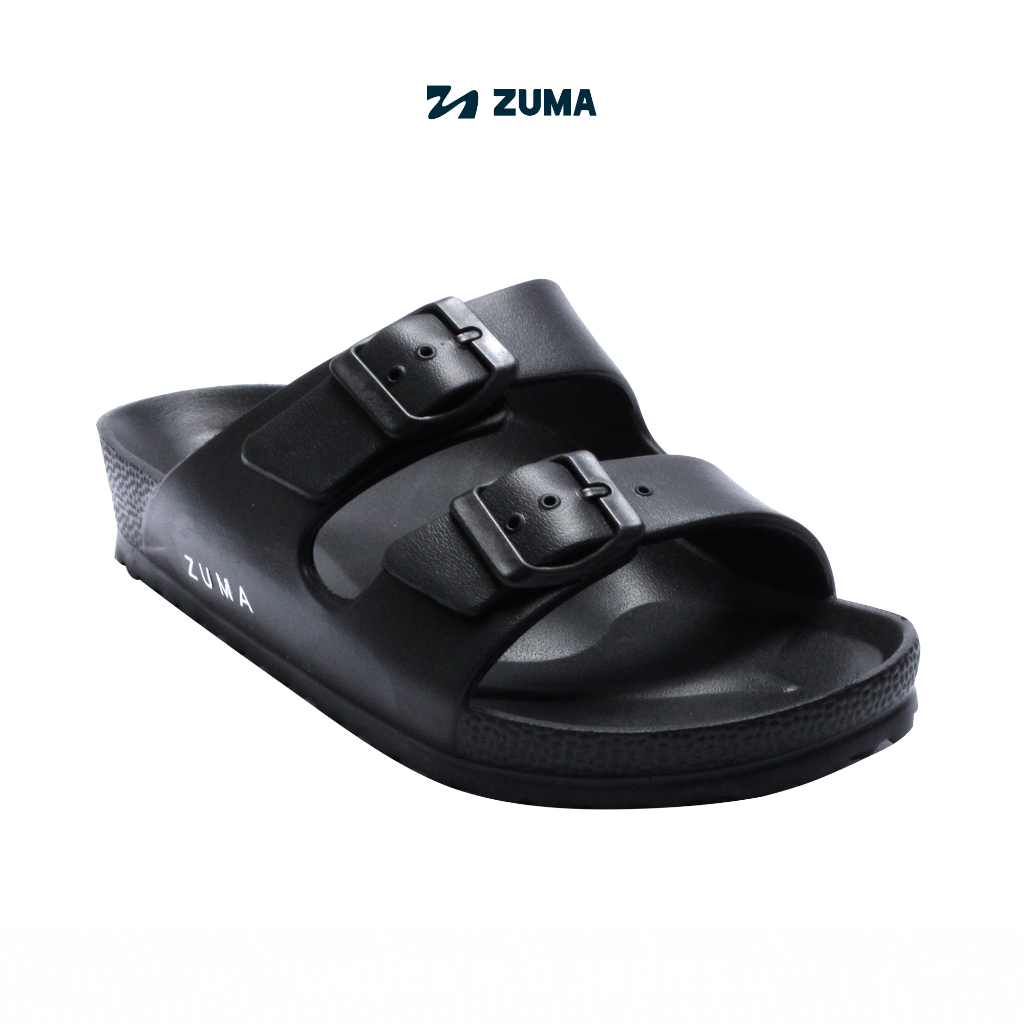 Zuma Women Flo 1 Black, Sandal Slop Wanita Karet Slip On Polos, Hitam
