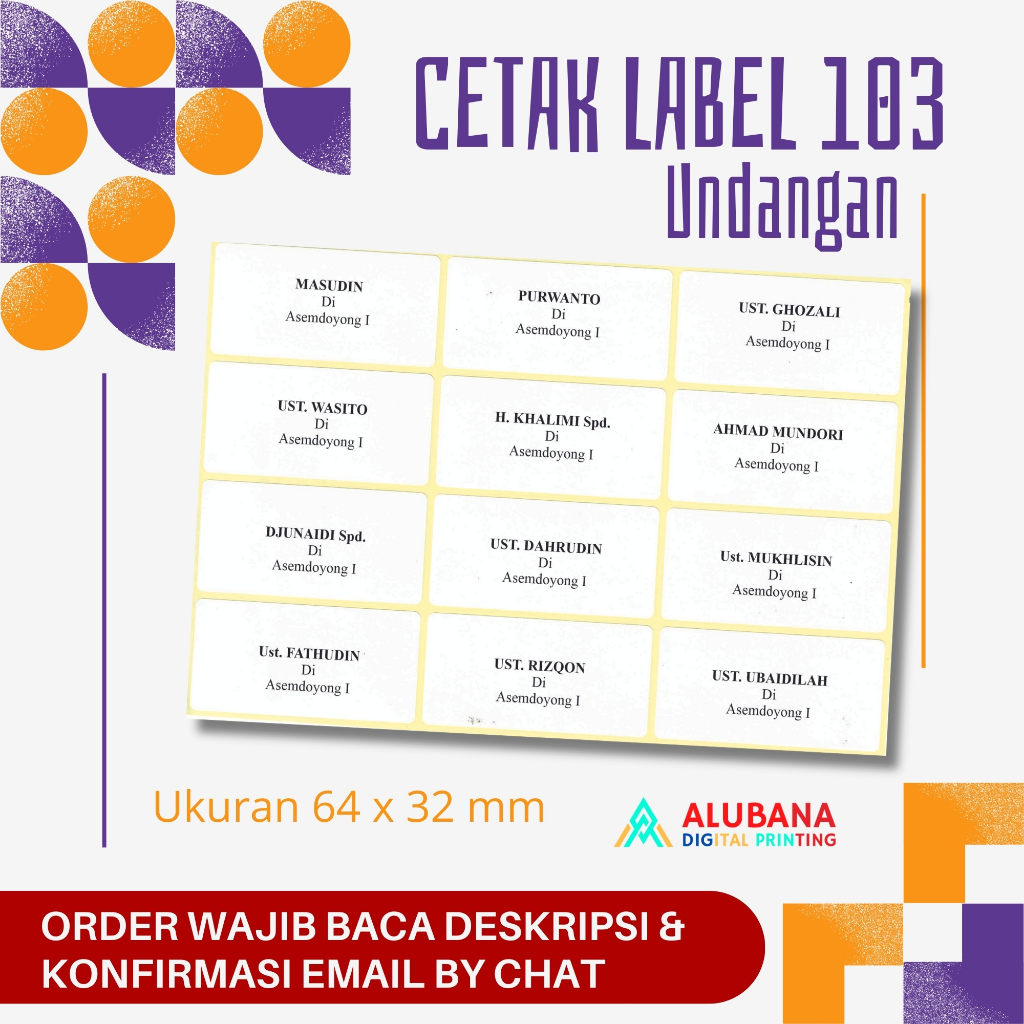 Cetak Label 103 Nama Undangan