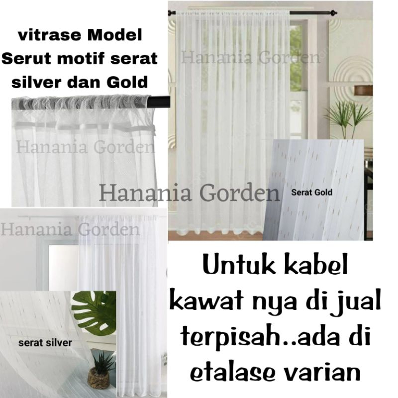 Vitrase Serut Gorden vitrase serut vitrase putih motif serat emas