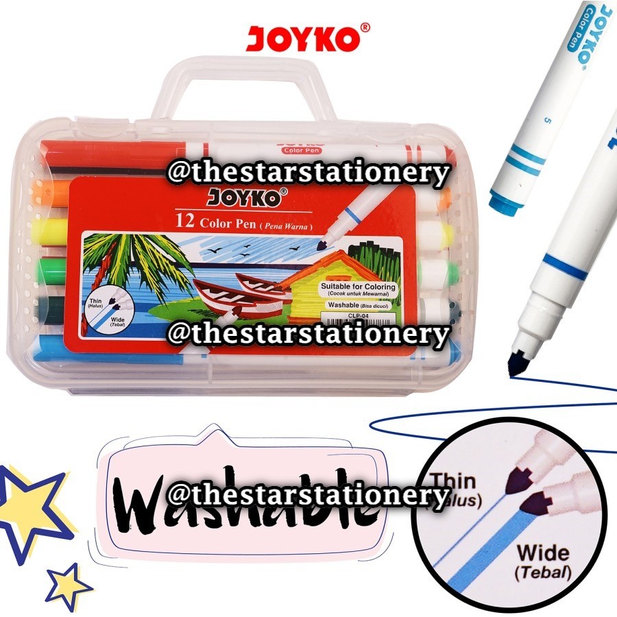 

(1 Set Isi 12 Warna) GROSIR Color Pen Joyko CLP-04 12 Warna / Pulpen Pena Warna Joyko CLP04 12 Warna Colors / Joyko CLP 04