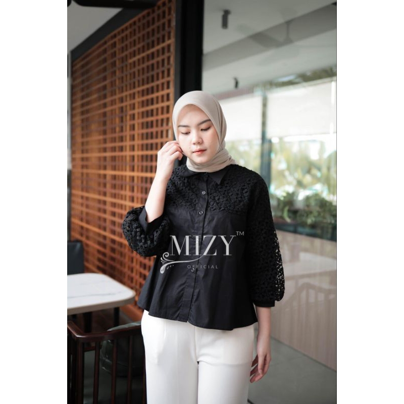 CANDISE DYANA NENCY VHIRA QINZA BASIC Atasan Kemeja Wanita Kekinian Terbaru Bahan Katun Mix Brokat L