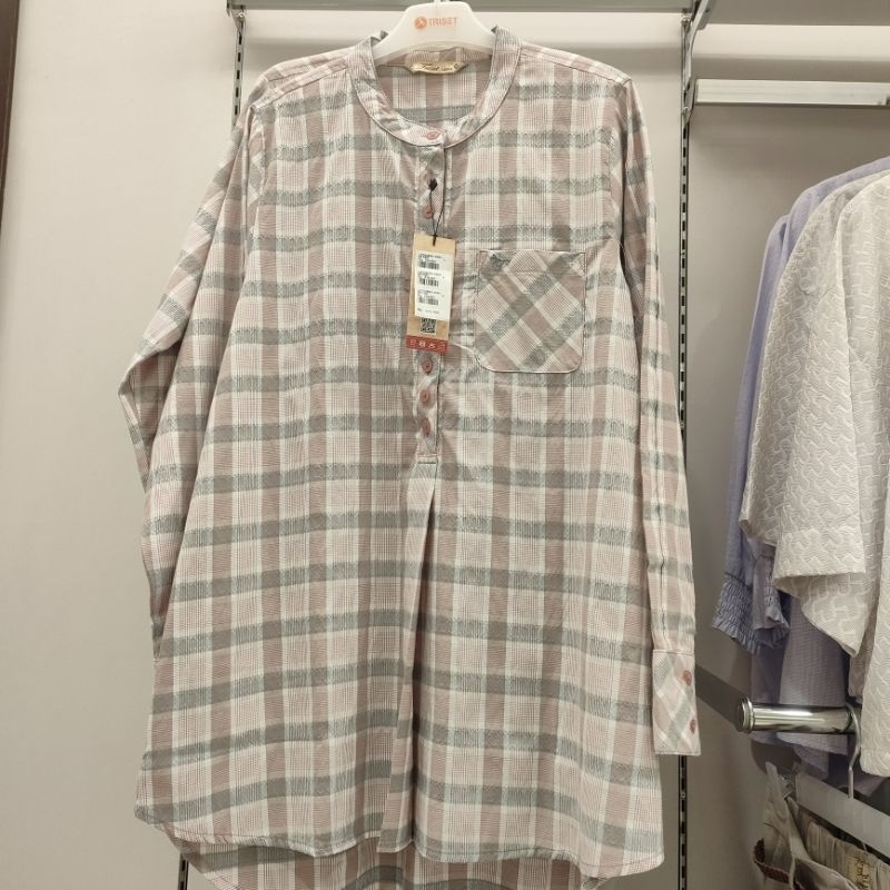 TRISET kemeja wanita kotak-kotak