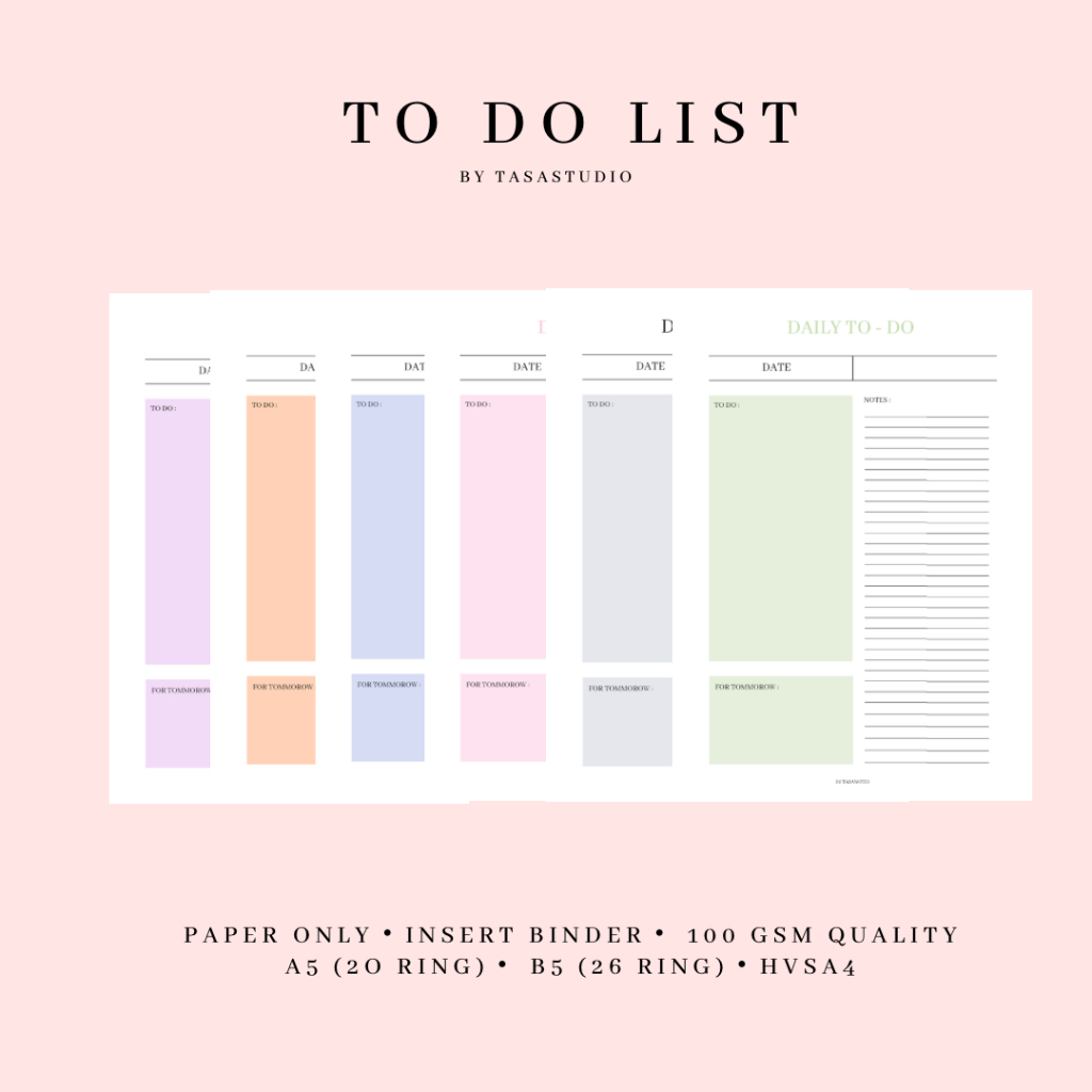 

Printable To-Do List B5/A5/A4 “ Fuzzy Focus “ by Tasa Studio