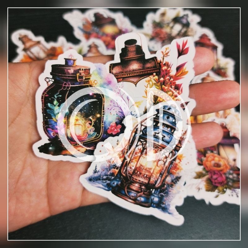 

isi 12 pcs stiker kertas lampu aesthetic sticker glossy murah lampu jurnal vintage